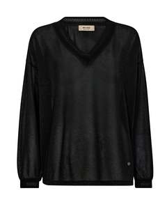 Mos Mosh: Mos Mosh Kilana LS V-Neck Blouse - Black