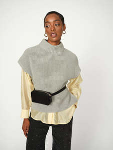 Mos Mosh Biola Bine Knit Vest - Grey Melange