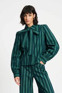 Pom Denim Striped Blouse