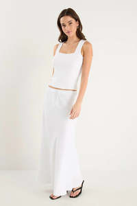 Among The Brave Summit Tie Waist Bias Maxi Skirt - White