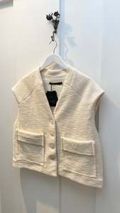 Outerwear: Lauren Vidal Foxie Sleeveless Jacket - Ecru