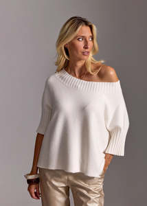 Lauren Vidal Vinci Short Boat Neck Sweater - Ecru