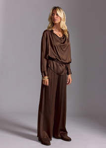 Lauren Vidal Dali Cowl Neck Shirt - Coffee