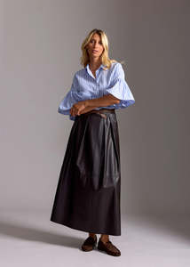 Lauren Vidal Bruna Long Faux leather Skirt - Cafe