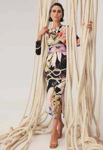 OnceWas Jayden Cupro Viscose Stretch Dress - Tangled Blossom