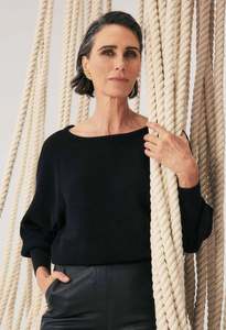 OnceWas Clarissa Merino Wool Blend Reversible Knit - Black