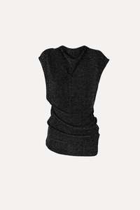 Knuefermann Mykie Evening Top - Silver Lurex Herringbone