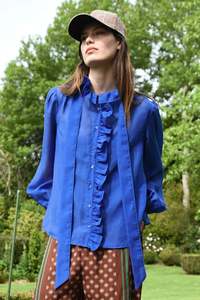 399 Under: Cooper Ruffle Act Blouse - Cobalt