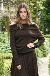 399 Under: Cooper Bare Your Shoulder Top - Chocolate