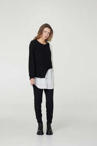 99 Under Sale: Obi Complex Grid Top - Black (Size 12)