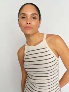 199 Under: Mos Mosh Imanja Caliz Stripe Knit Top - Coffee Quartz