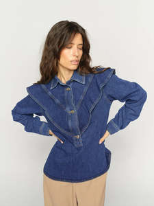 399 Under: Mos Mosh Irina Denim Shirt - Dark Blue