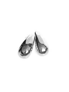 Accessories: Large Tear Drop Silver Earrings