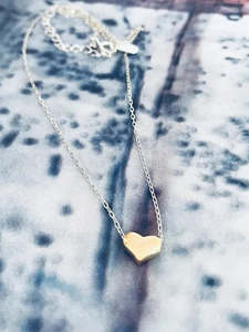 Accessories: Fine Sterling Silver Heart Choker Necklace
