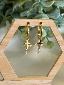 Earrings Huggies Sleeper Petite Cross