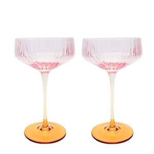 Homewares: Cocktail Glasses Pink & Amber Ombre