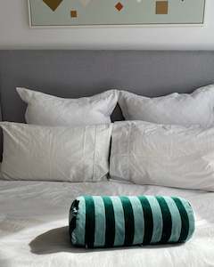 Christina Lundsteen Striped Bolster Cushion Blue/Emerald