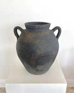 Large 19th Century Spanish Catalan black clay jug