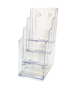 Brochure Leaflet Display Holders Wall Mounted Freestanding: Acrylic Brochure Holder DLE 4 Tier