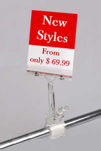 Pos Ticketing Holders Supergrips Signage Display: Clear Sprung Ticket Sign Holder with A6 Display Sleeve