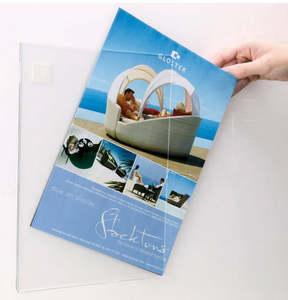 Freestanding Wall Mounted Acrylic Sheet Display Holders L T Base Sizes A3 A6: A3 Portrait Acrylic Wall Mounted Adhesive Taped Display Sleeve