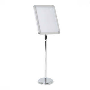 Floorstanding Radius corner Silver A4 Adjustable Snap Frame Display Stand - Land&hellip;