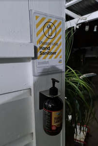 Wall Mounted Sanitizer Bottle Holder & A5 Useage Sign