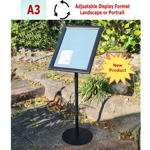 Poster Signage Display Stands: Waterproof A3 Black Round Pole Snap Frame Menu / Display  Stand