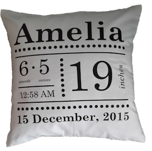 Personalised Birth Announcement Cushion - white shopJESS