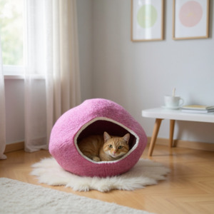 Felted Cat Cave - Pink