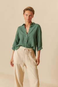 Womenswear: Short Sleeve Linen Shirt