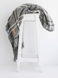 Boxed Wool Twill Throw