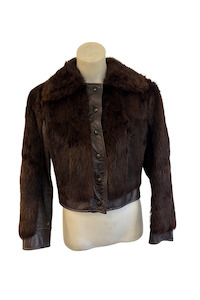 Vintage Retro: Vintage faux fur + leather jacket, S