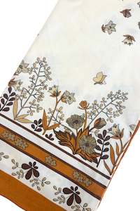Large square brown floral butterfly tablecloth