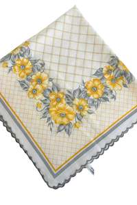 Vintage yellow flowers square tablecloth