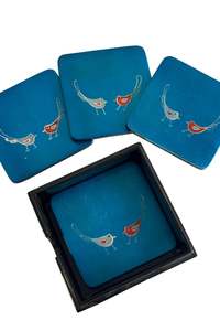 Other Items: Painted Wooden Coasters Bird Motif