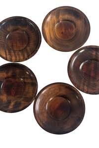 Small dark stained wooden side plates