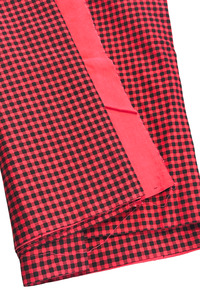 Fabrics: Red + black plaid denim fabric