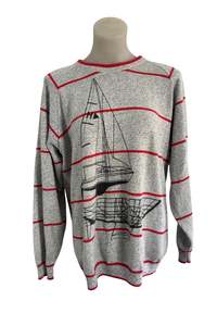 Mens Outerwear: NZ made Cerano knitwear by Famarine sailboat knit jumper, M