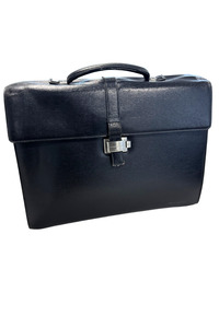 Mont Blanc black leather briefcase