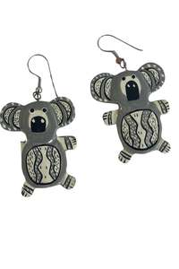Vintage tribal print koala earrings