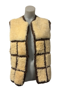 Mens Outerwear: 1970/80's Crochet sheepskin vest + Hood, M