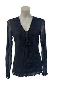 Tops: Verge NZ made black mesh lace top, M