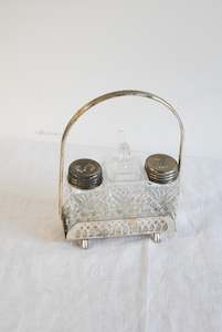 Kitchenware: Vintage salt + pepper crystal cruet set