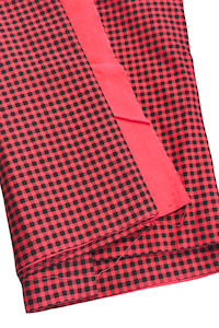Fabrics: Red + black plaid denim fabric