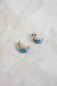 Sterling silver teal half hoop studs