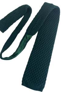 Mens: Vintage German made Forest green virgin wool knit tie