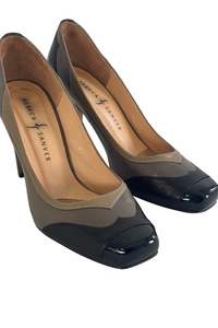 Womens: Rebecca Sanver leather tri toned heels, 36 1/2