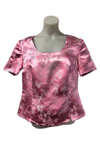 Handmade pink floral oriental blouse, 16