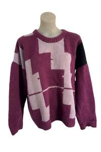 Knitwear: Vintage purple chunky knit jumper, L